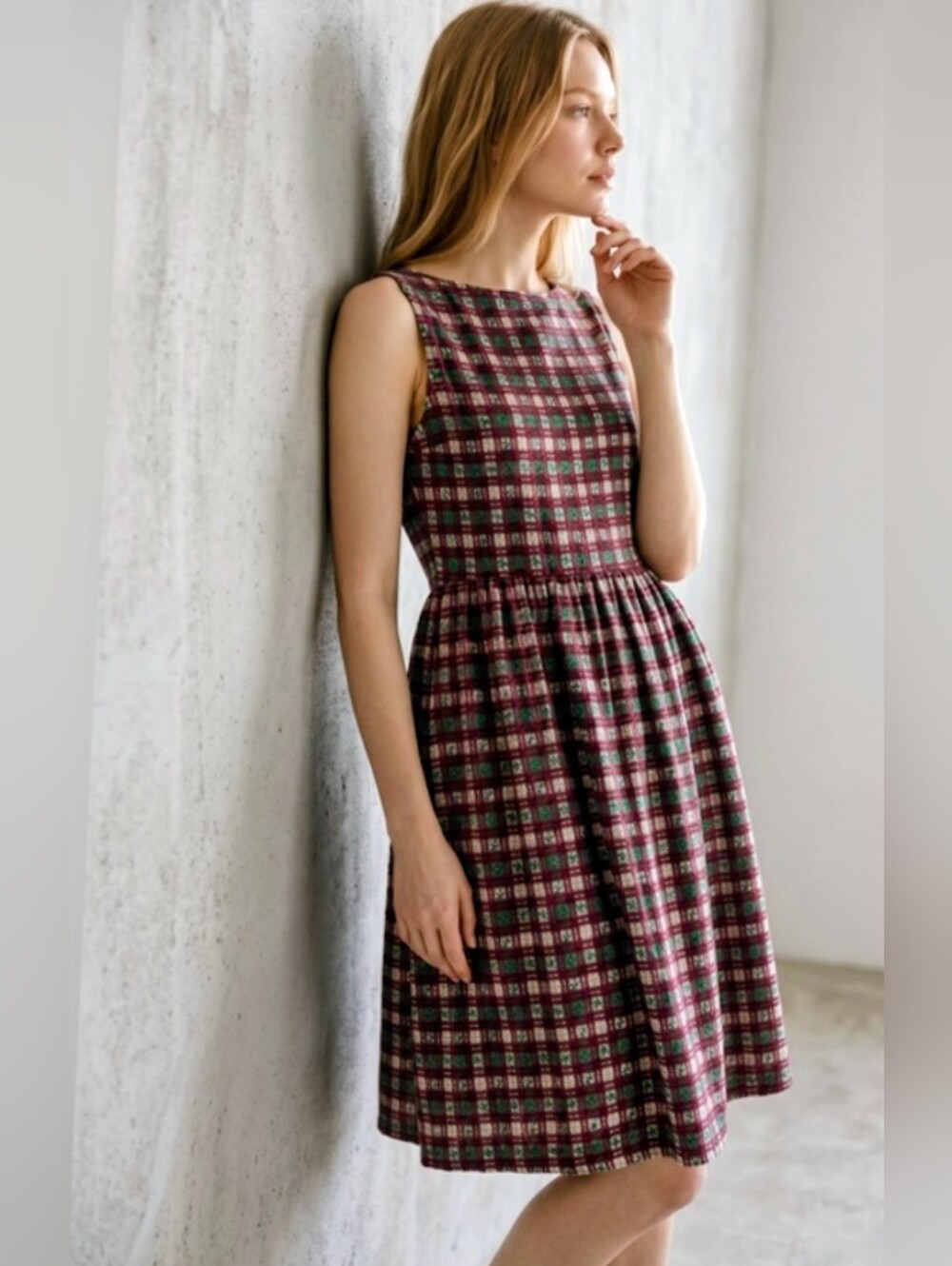 🌸 NWT SAINT GERALDINE IVY JANE ANTHROPOLOGIE PLAID SLEEVELESS DRESS